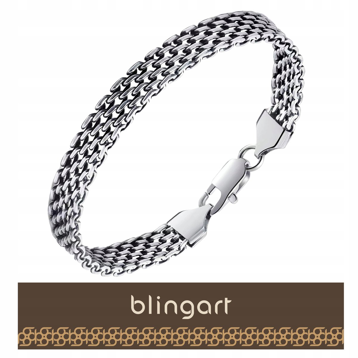 BLINGART Męska bransoletka STALOWA 316L nowoczesna szeroka pleciona PREZENT