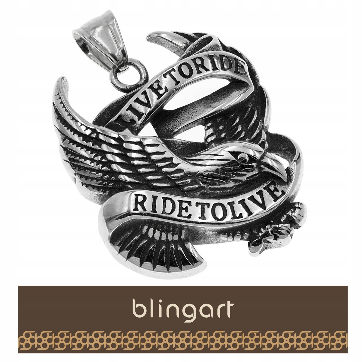 BLINGART Zawieszka męska wisiorek MOTO dla motocyklisty stal 316L prezent
