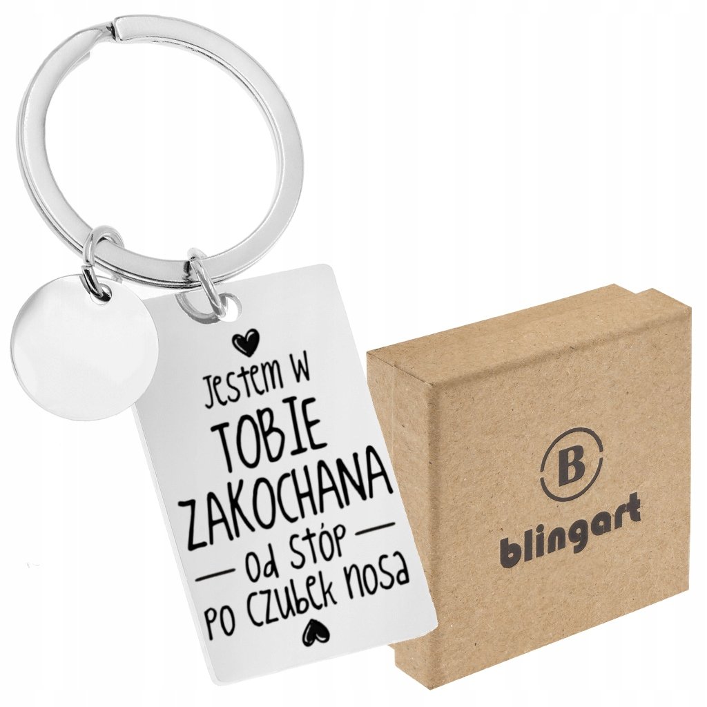 Brelok do kluczy Z GRAWEREM zawieszka STAL chirurgiczna 316L blaszka kółko
