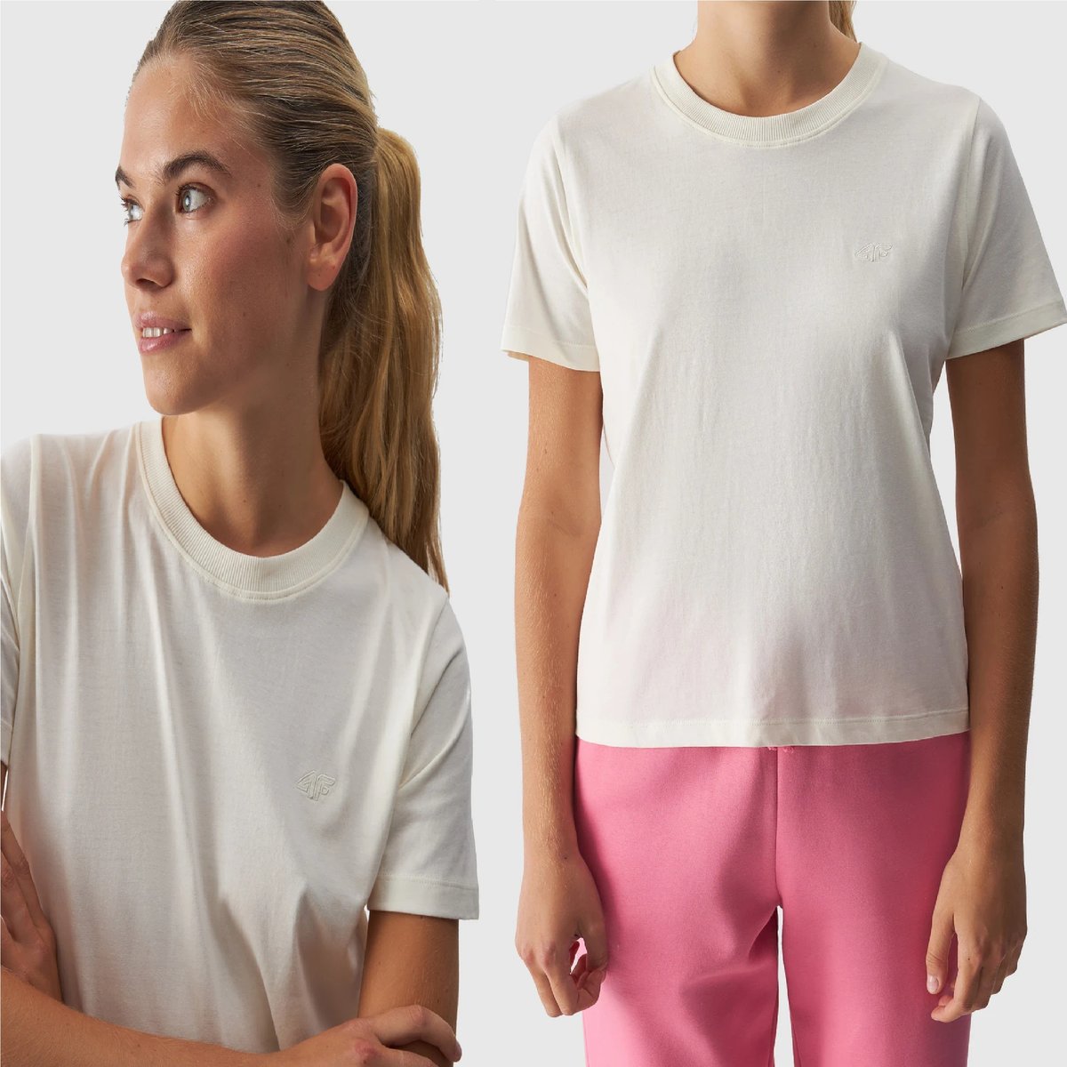 T-SHIRT DAMSKI 4F L KOSZULKA GŁADKA BASIC TTSHF1650 AW24