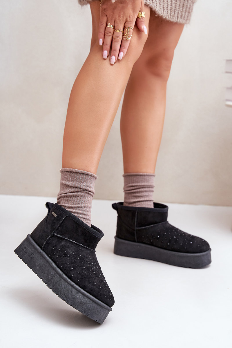 Śniegowce Ze Zdobieniem Na Platformie Big Star OO274A105 Czarne-41