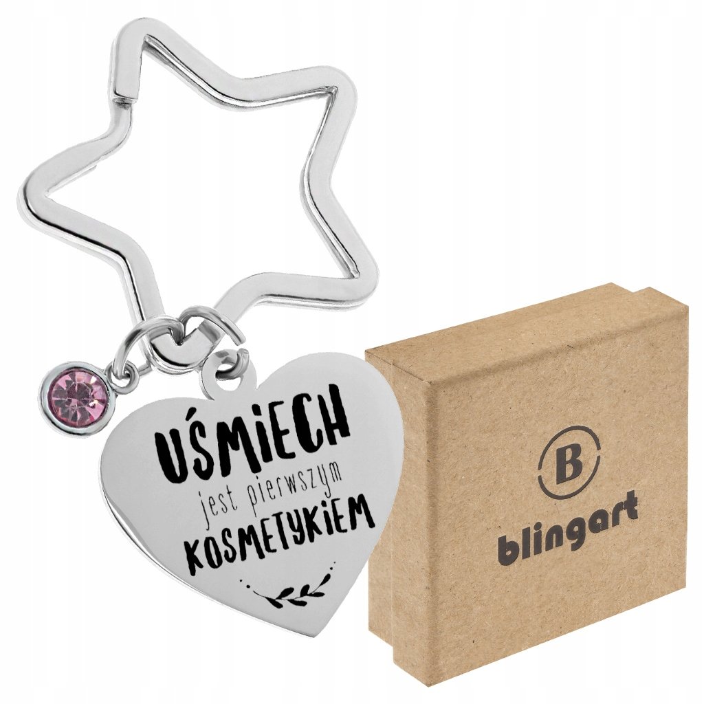 Brelok do kluczy Z GRAWEREM zawieszka serce kolory STAL CHIRURGICZNA 316L