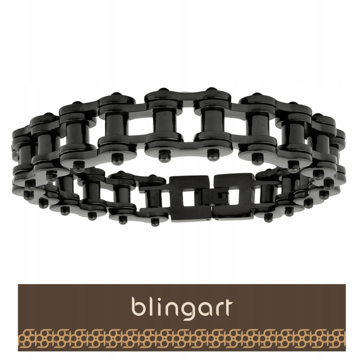 BLINGART Męska bransoletka łańcuch motocyklowy MOTO CHAIN CZARNA STALOWA