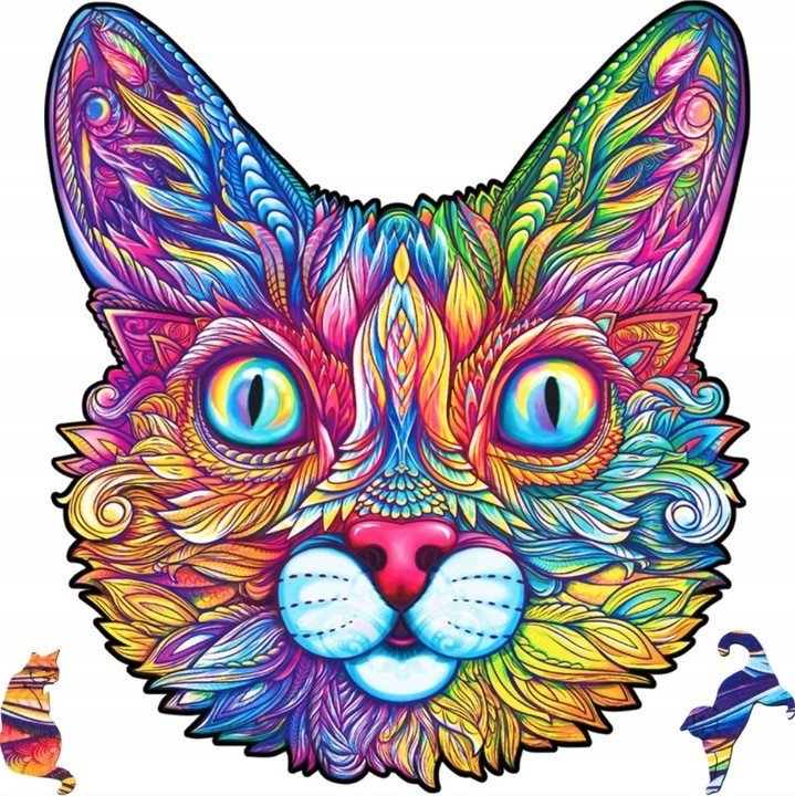 Puzzle Drewniane Dla Dorosłych Kolorowy Kot M