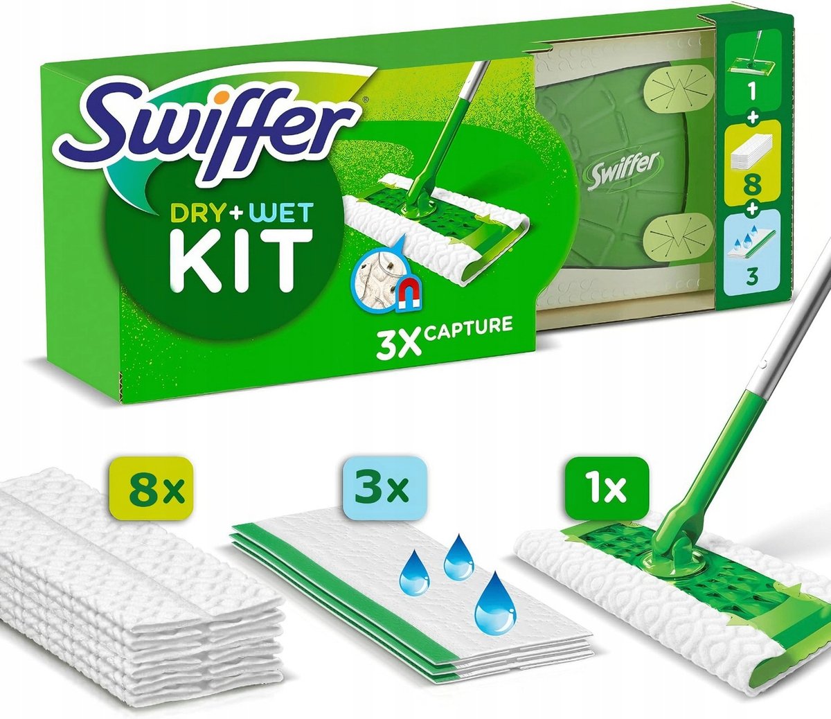 MOP SWIFFER 11 WKŁADÓW (8 suchych, 3 mokre) ZESTAW