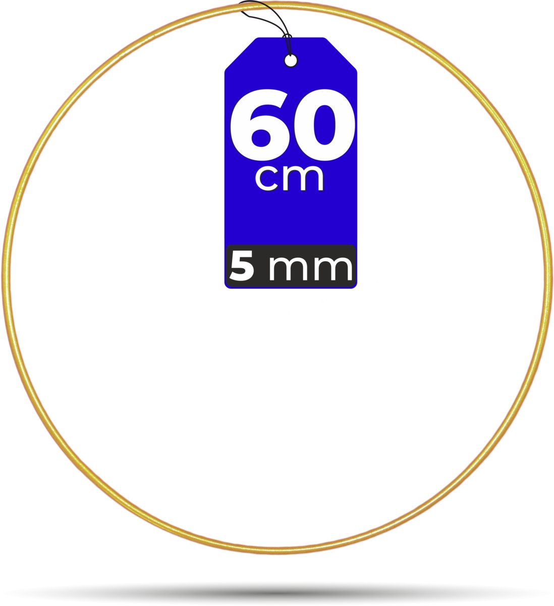 Obręcz metalowa GRUBA ZŁOTA MAT 60 cm 5 mm makrama