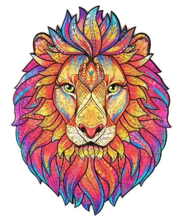 Puzzle Drewniane Dla Dorosłych Kolorowy Lew L