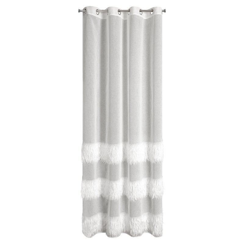 Firana gotowa 140x250 Margaret 4 kremowa pasy gotowa na przelotkach