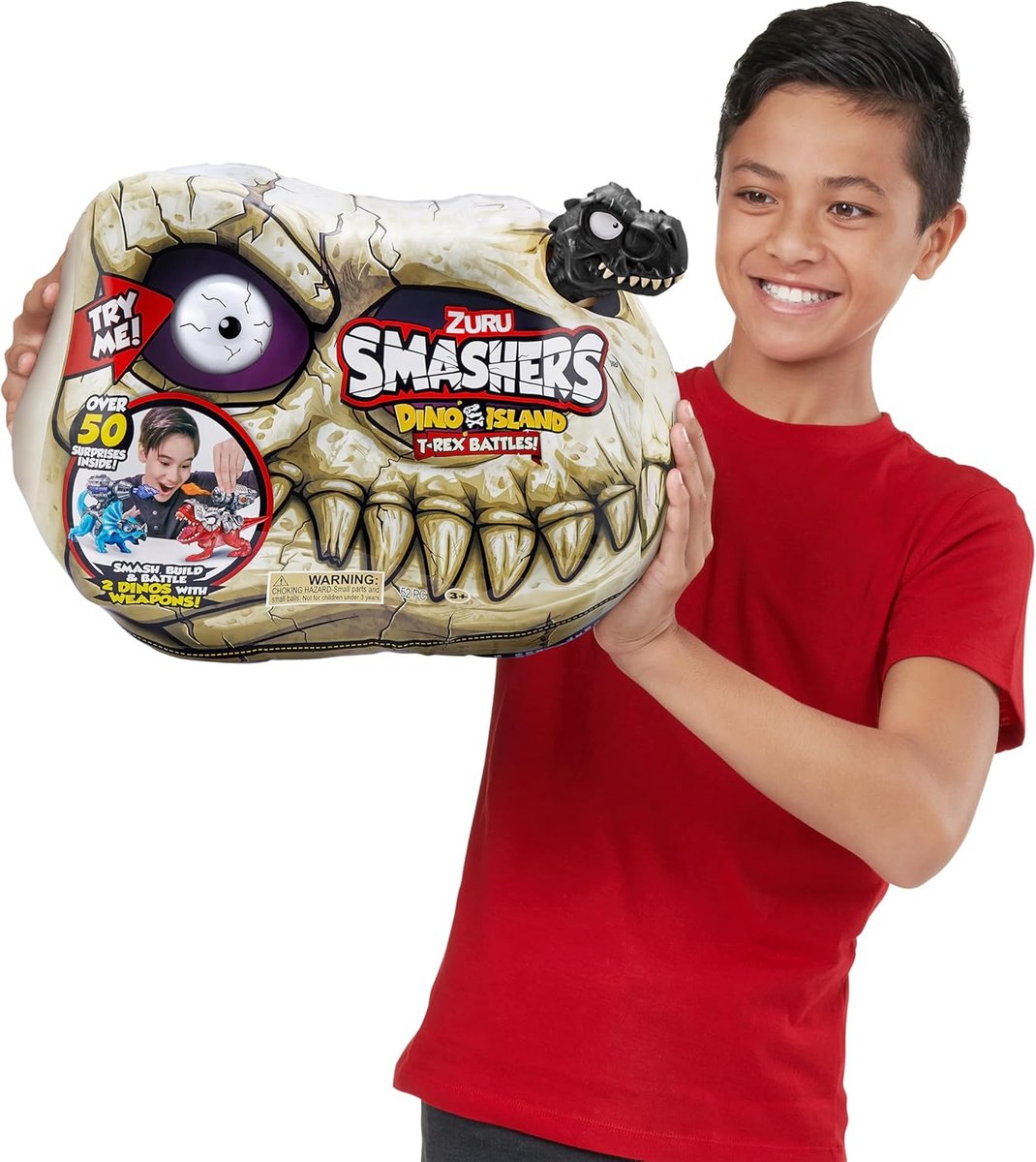 smashers dino island t-rex battles zuru, blue triceratops, 50+ niespodzianek dinosaur t-rex triceratops