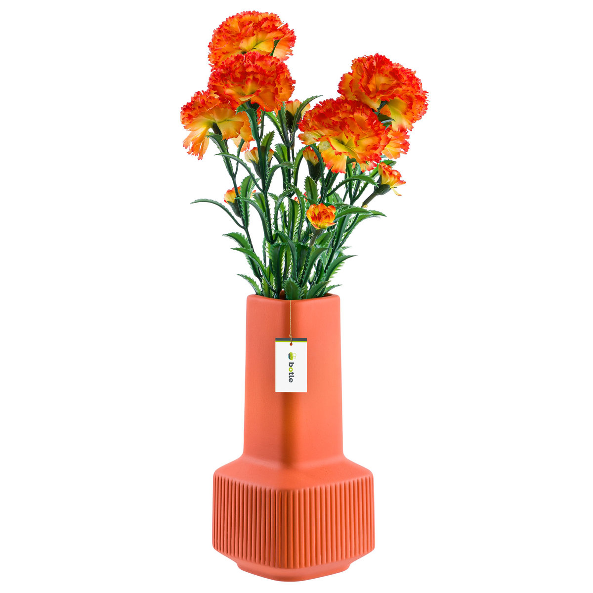 Wazon ceramiczny dekoracyjny H20cm Pomarańczowy Mat nowoczesny flakon na kwiaty