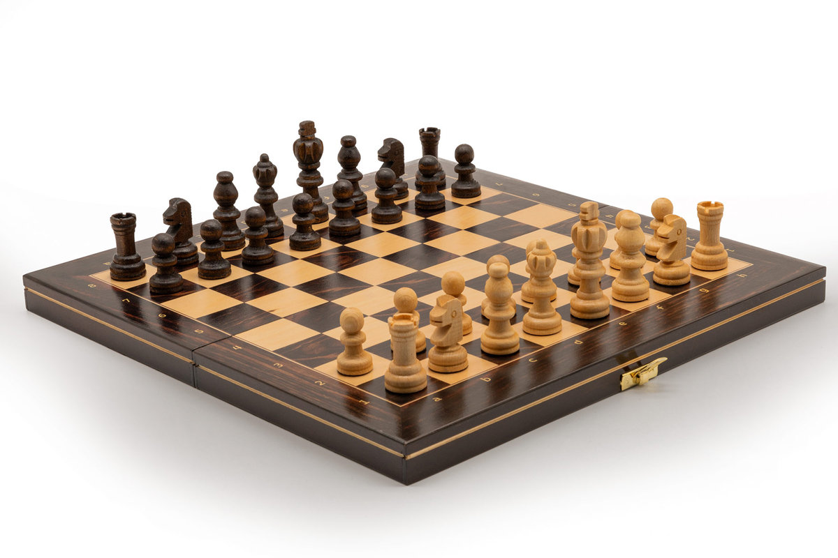 Szachy Turniejowe rozmiar 3 intarsja druk orzech brzoza/ Szachy drewniane