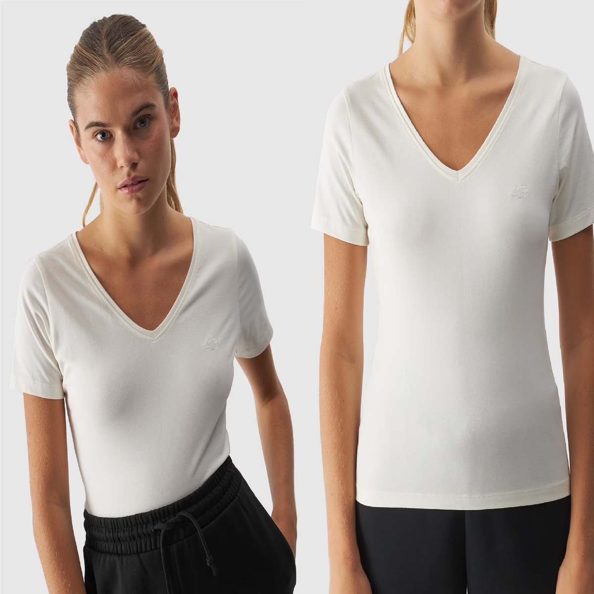 4F T-SHIRT DAMSKI XS GŁĄDKI BASIC KOSZULKA SPORTOWA TTSHF1649 AW24