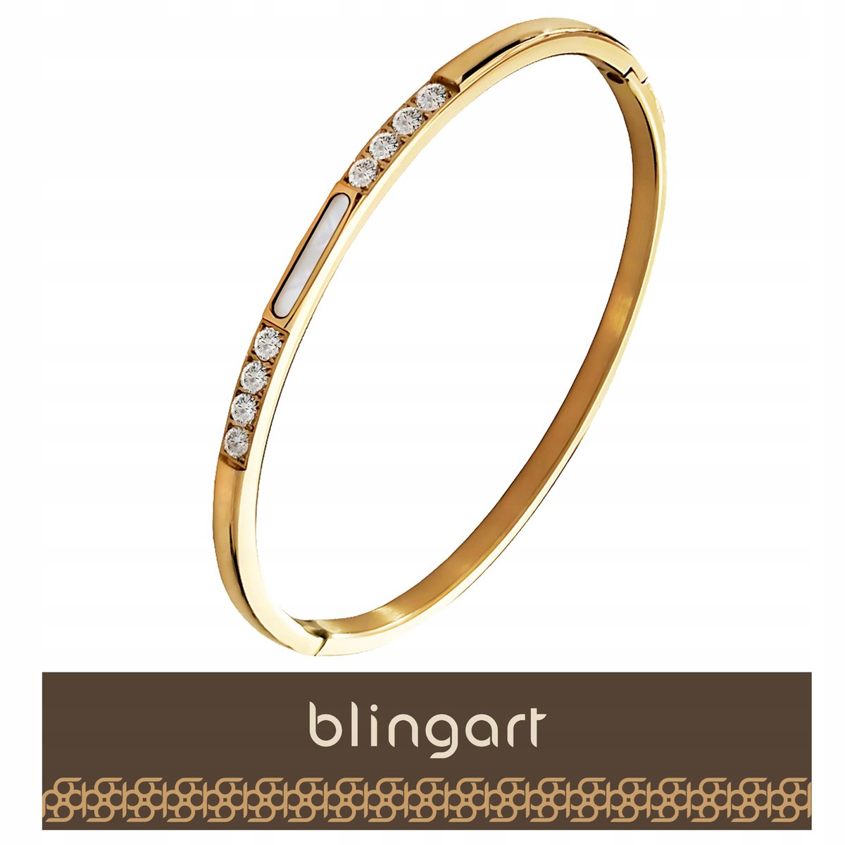 BLINGART Bransoletka damska BANGLA pozłacana z CYRKONIAMI STALOWA 316L