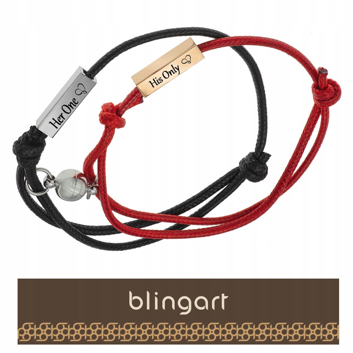 BLINGART Bransoletki dla PAR z MAGNESEM i GRAWEREM stal 316L PREZENT