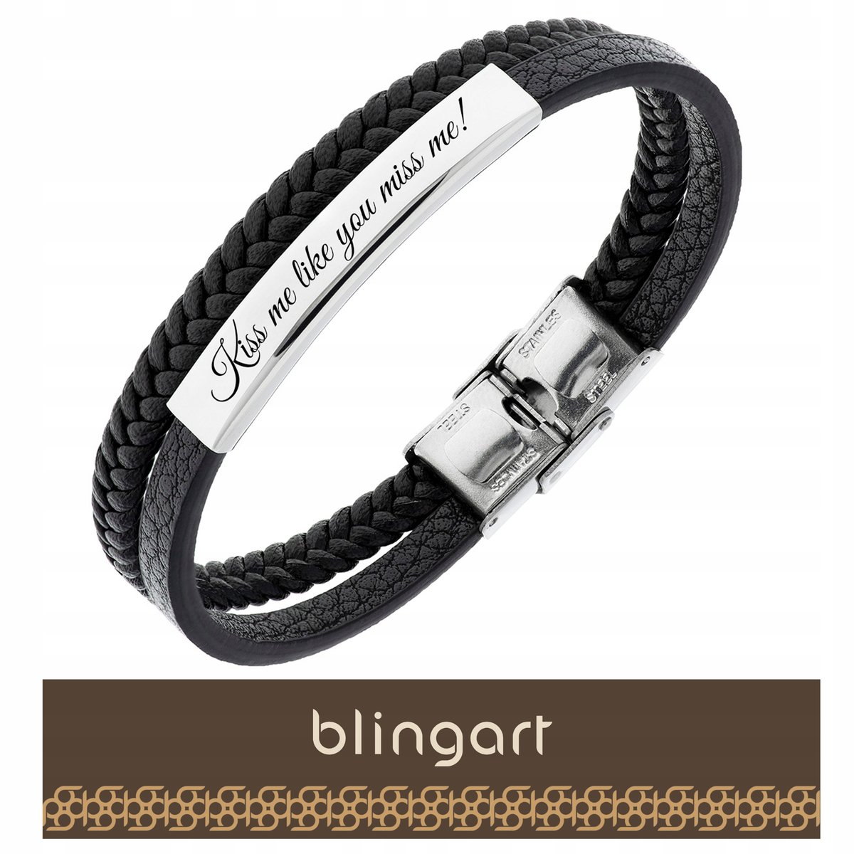 BLINGART Bransoletka z GRAWEREM ze skóry naturalnej zatrzaskowa PREZENT