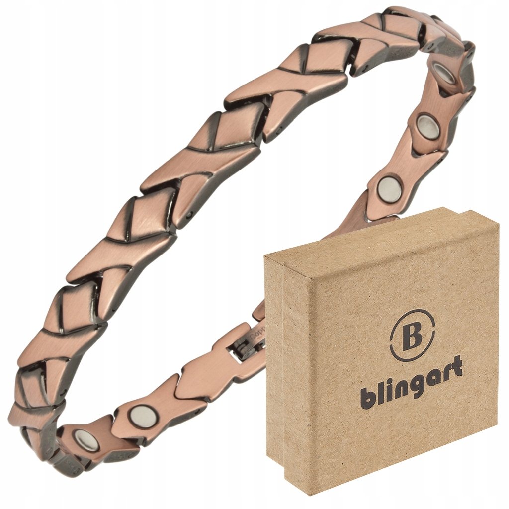BLINGART Bransoletka miedziana DAMSKA magnetyczna zatrzaskowa na PREZENT