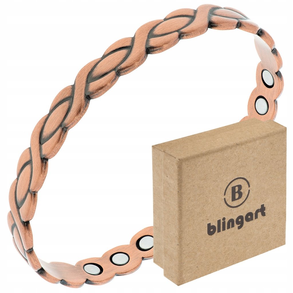BLINGART Bransoletka miedziana damska magnetyczna BANGLA na PREZENT