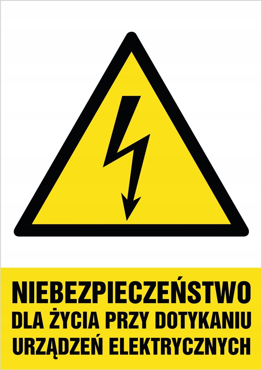 Tabliczka Niebezp. dla życia przy dotykaniu urządz. elektr. 30x42cm PCV 3mm