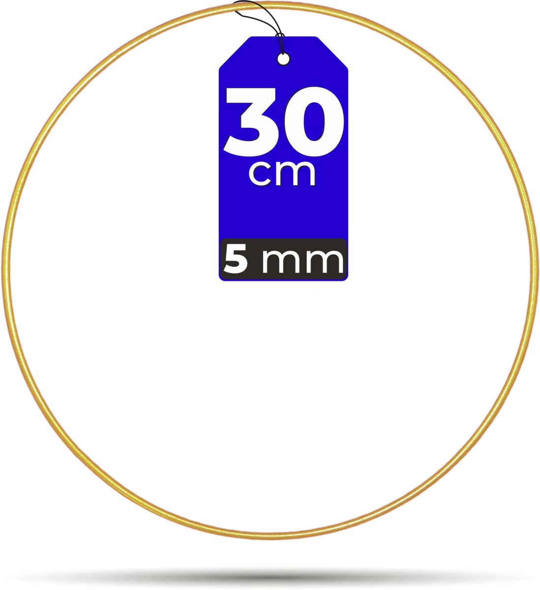 Obręcz metalowa GRUBA ZŁOTA MAT 30 cm 5 mm makrama