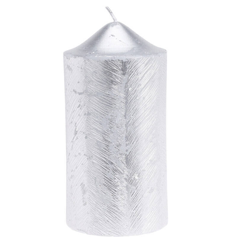 Świeca ozdobna z metalicznym wzorem, 7 x 14 cm