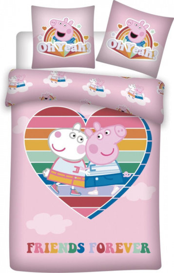 ��WINKA PEPPA FRIENDS T��CZOWY KOMPLET PO��CIELI W WORECZKU NA PI��AM�� 140X200