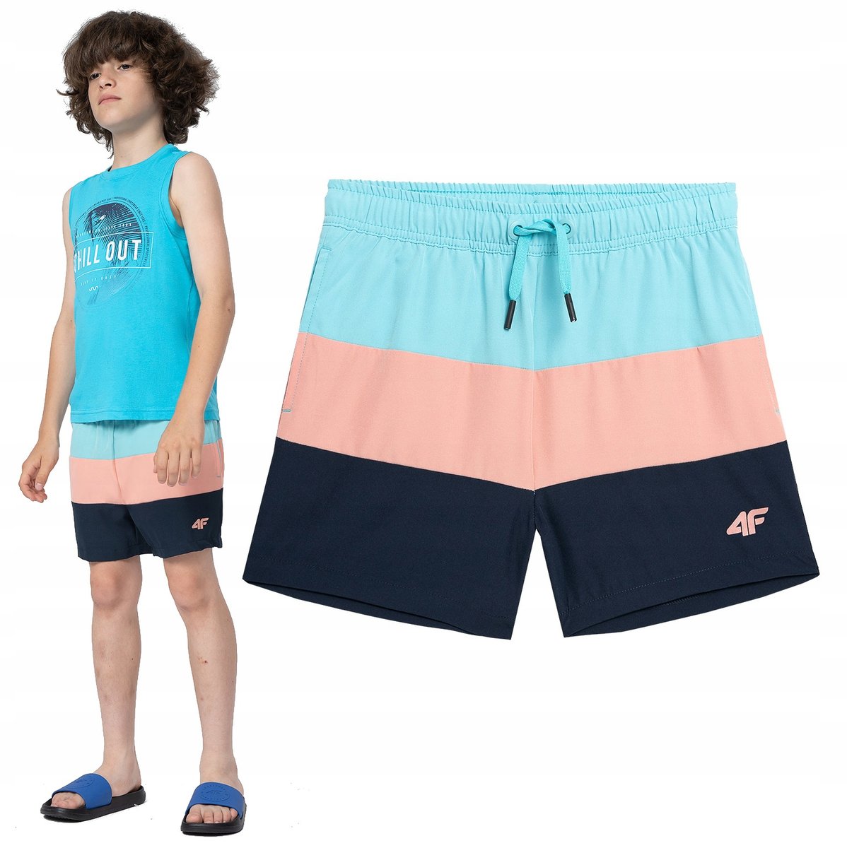 4F SPODENKI CHŁOPIĘCE PLAŻOWE BOARDSHORTY SZORTY