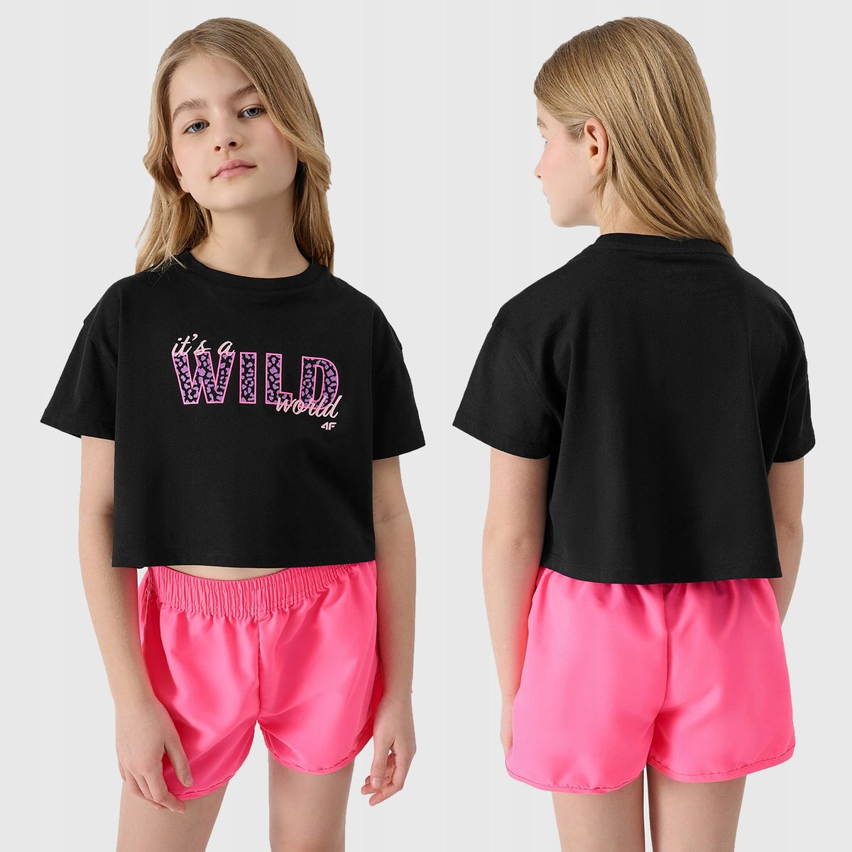 T-SHIRT DZIEWCZĘCY 4F KOSZULKA DZIECIĘCA CROP-TOP BAWEŁNA 100% SS24