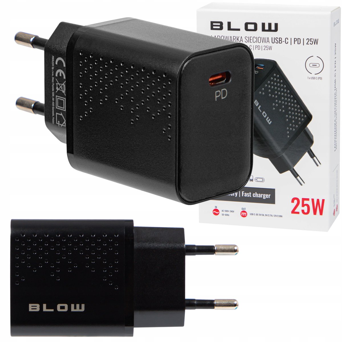 SZYBKA ŁADOWARKA SIECIOWA GNIAZDO USB-C PD 25W UNIWERSALNA