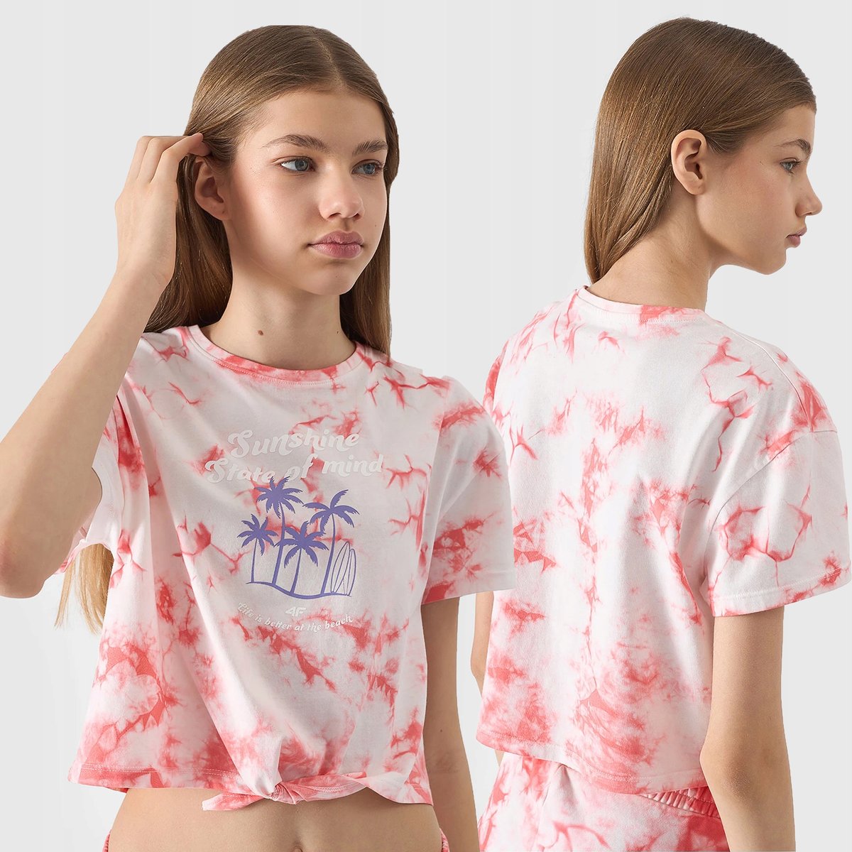 T-SHIRT DZIEWCZĘCY 4F TOP KOSZULKA DZIECIĘCA Z NADRUKIEM MULTIKOLOR SS24