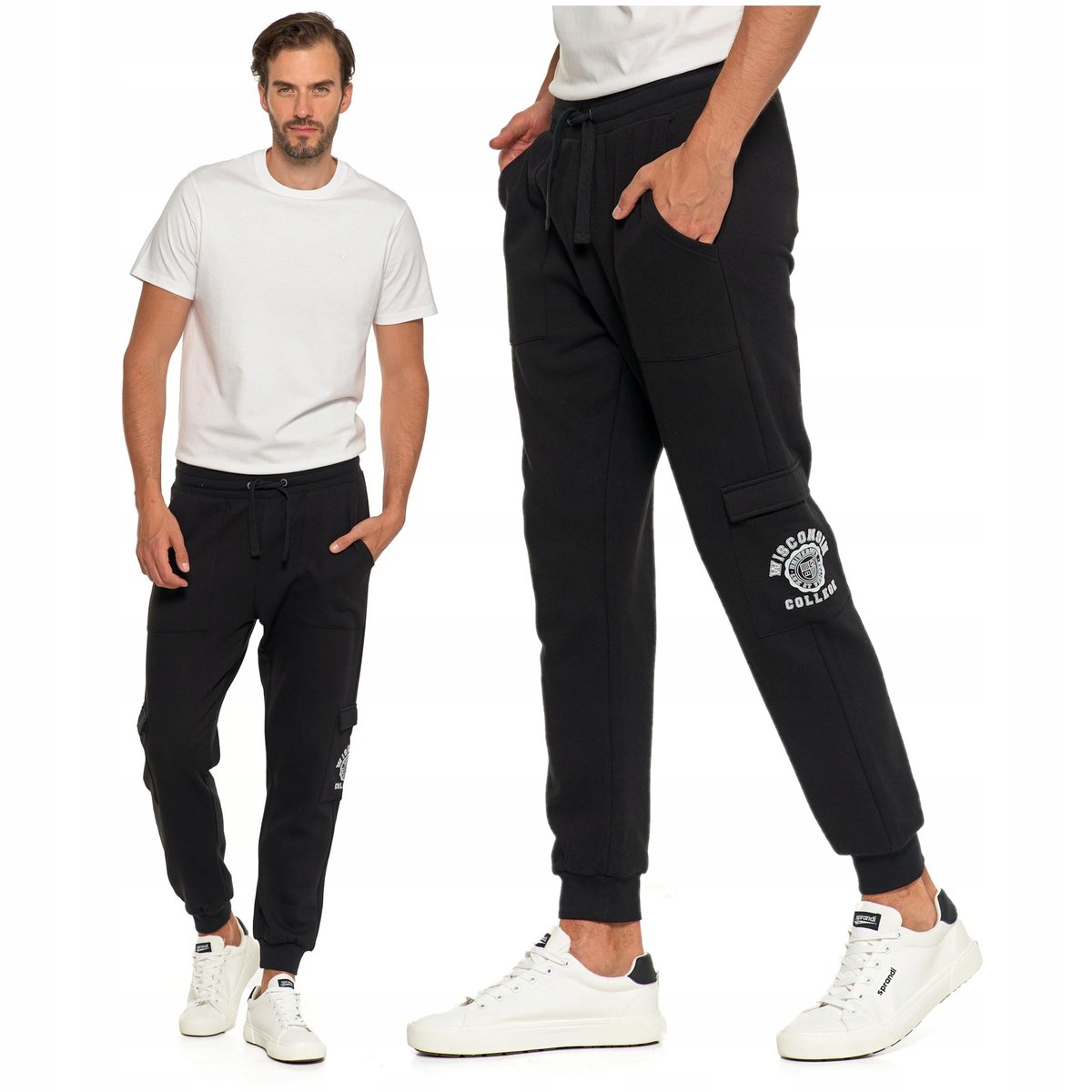 SPODNIE DRESOWE MORAJ MĘSKIE ZE ŚCIĄGACZAMI KIESZENIE WYGODNE WIĄZANE 3XL