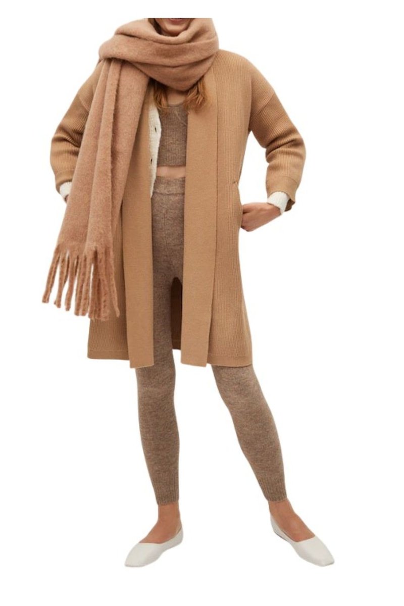 Sweter damski Mango Saint narzutka ciepły dlugi-S