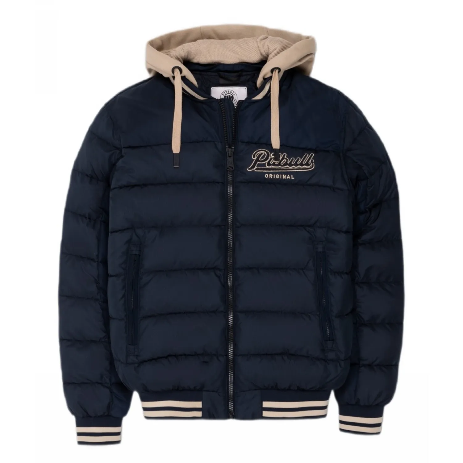 Kurtka męska przejściowa z kapturem Pit Bull Hidden '24 - Granatowa