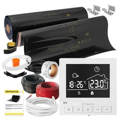 Folia grzewcza na podczerwień MISSION AIR Black Gold PTC 160W/m2 7m² szer. 100cm + regulator Taurus Biały