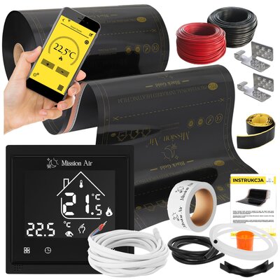 Folia grzewcza na podczerwień MISSION AIR 160 W/m2 Black Gold PTC 2m2 (4 m x 50 cm) + regulator Libra Czarny Wi-Fi