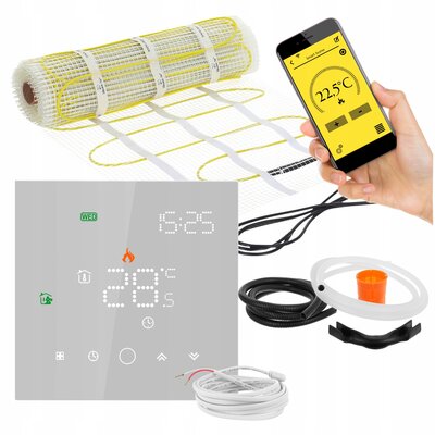 Mata grzewcza pod płytki MISSION AIR PTC MA-160W/m2 9m² (18mb x 50cm) + regulator Leo Biały Wi-Fi