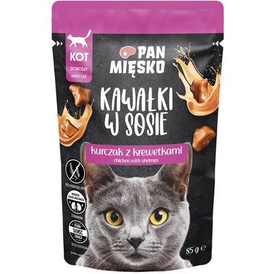 Karma dla kota PAN MIĘSKO Kurczak z krewetkami 85 g