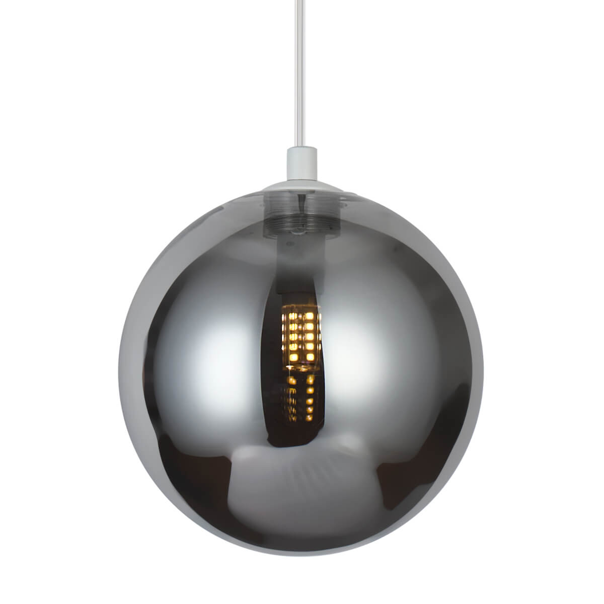 Szklana lampa wisząca BUBBLES AZ5953+AZ5885 Azzardo ball przydymiona biała