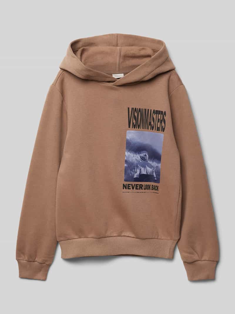 Bluza o kroju regular fit z mieszanki bawełny z kapturem i foto printem