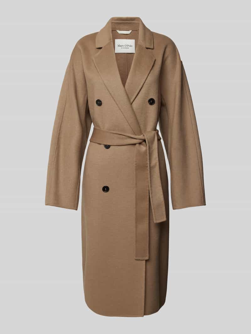 Płaszcz wełniany o kroju regular fit z dwustronnej mieszanki wełny