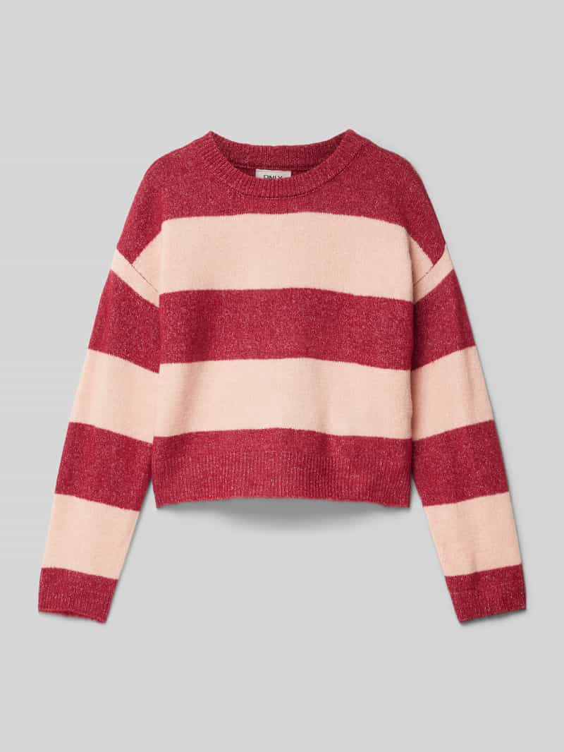 Sweter z dzianiny o kroju regular fit z melanżowym wzorem w paski model ‘TALIO’