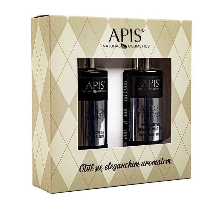 Apis Action For Men zestaw prezentowy kosmetyków do pielęgnacji ciała żel pod prysznic 300 ml + krem do ciała i dłoni 300 ml