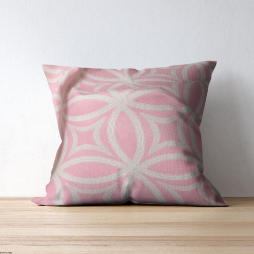 Poduszka bawełniana z wzorem Kręgi różowy