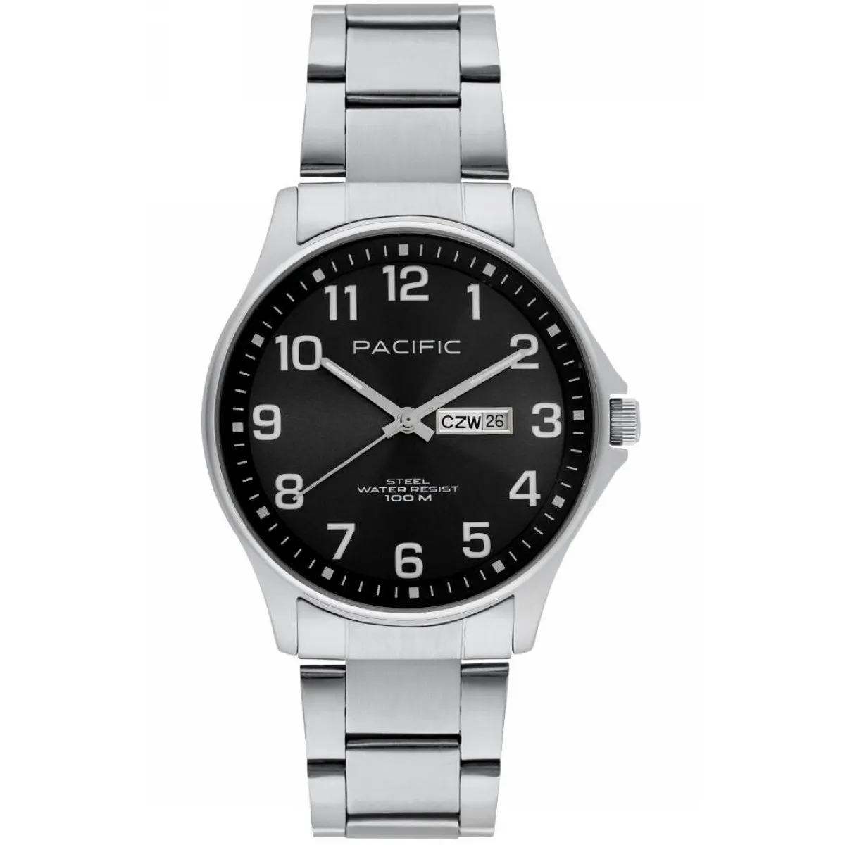 Srebrny męski zegarek na bransolecie PACIFIC SMB-1073D-02