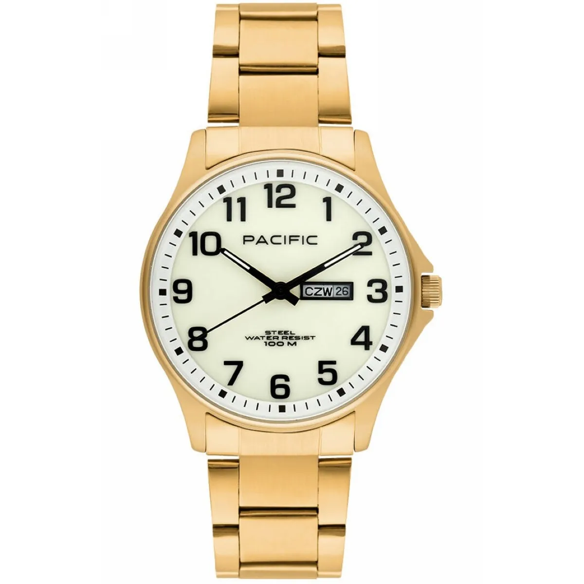 Złoty męski zegarek na bransolecie PACIFIC SMB-1073D-05
