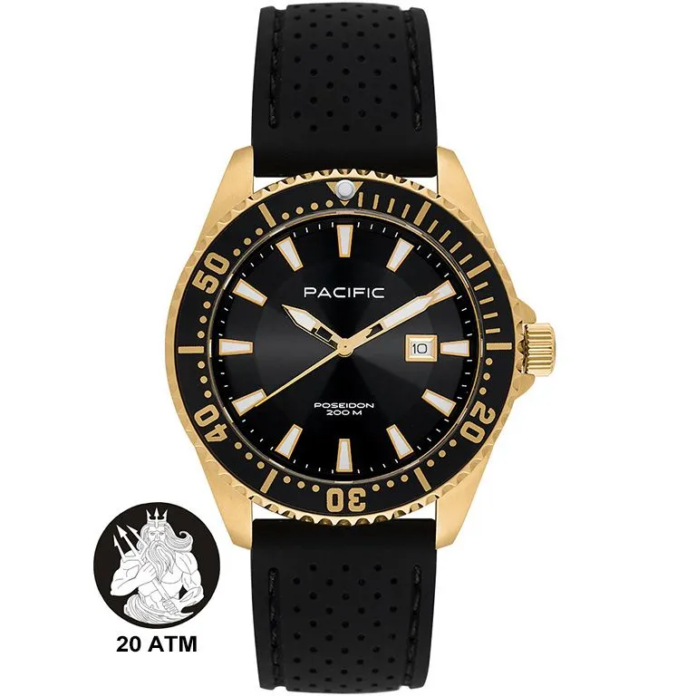 Pacific Poseidon SMPA-2001-03 złoty męski zegarek wodoodporny 200M