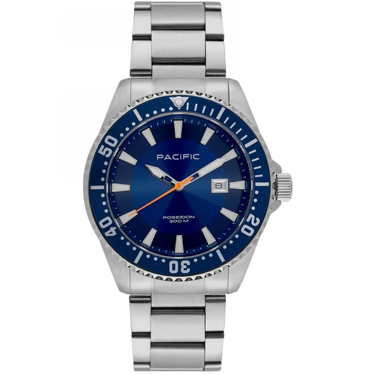 Srebrny męski zegarek na bransolecie PACIFIC SMPB-2001-02