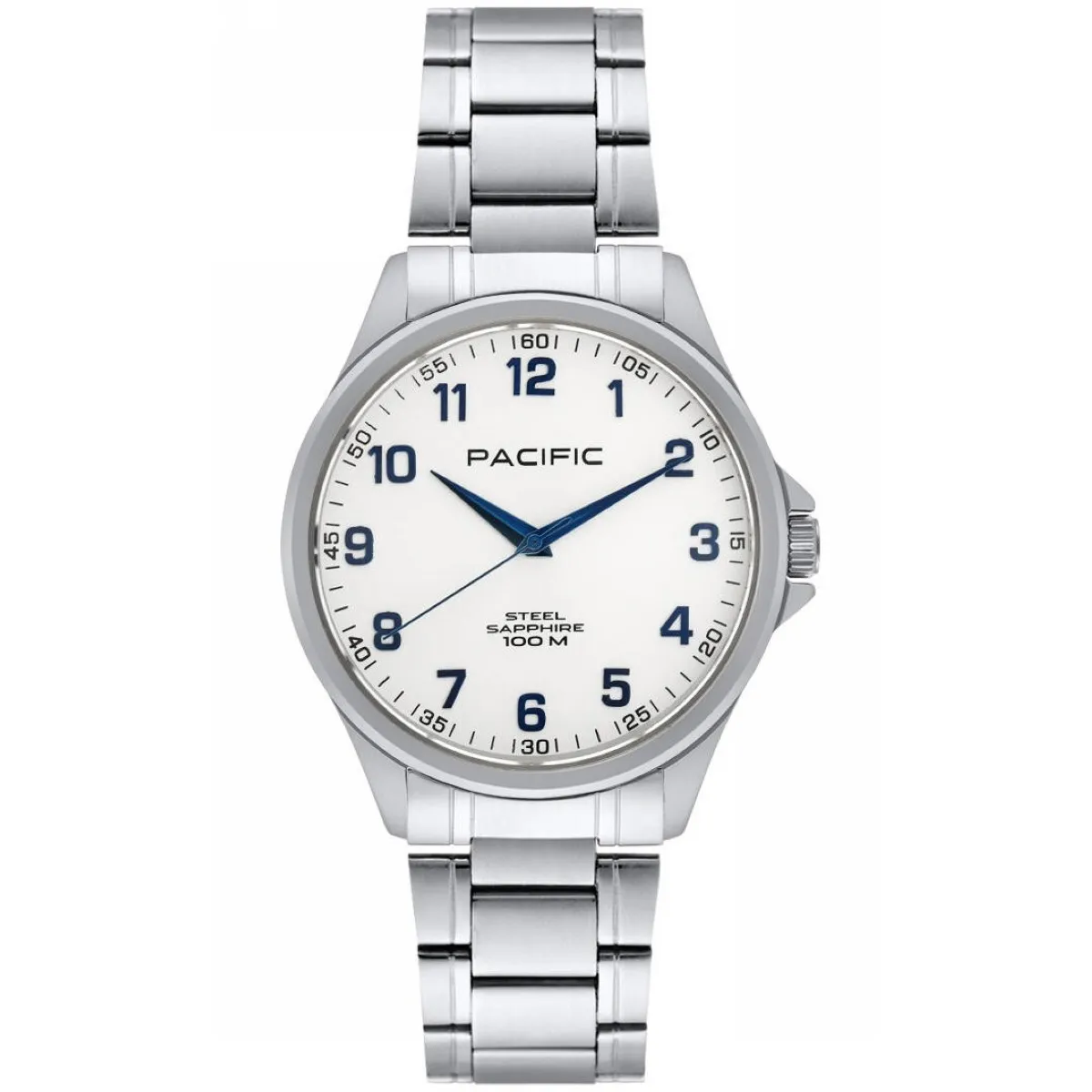 Srebrny męski zegarek na bransolecie PACIFIC SSMB-1102-03