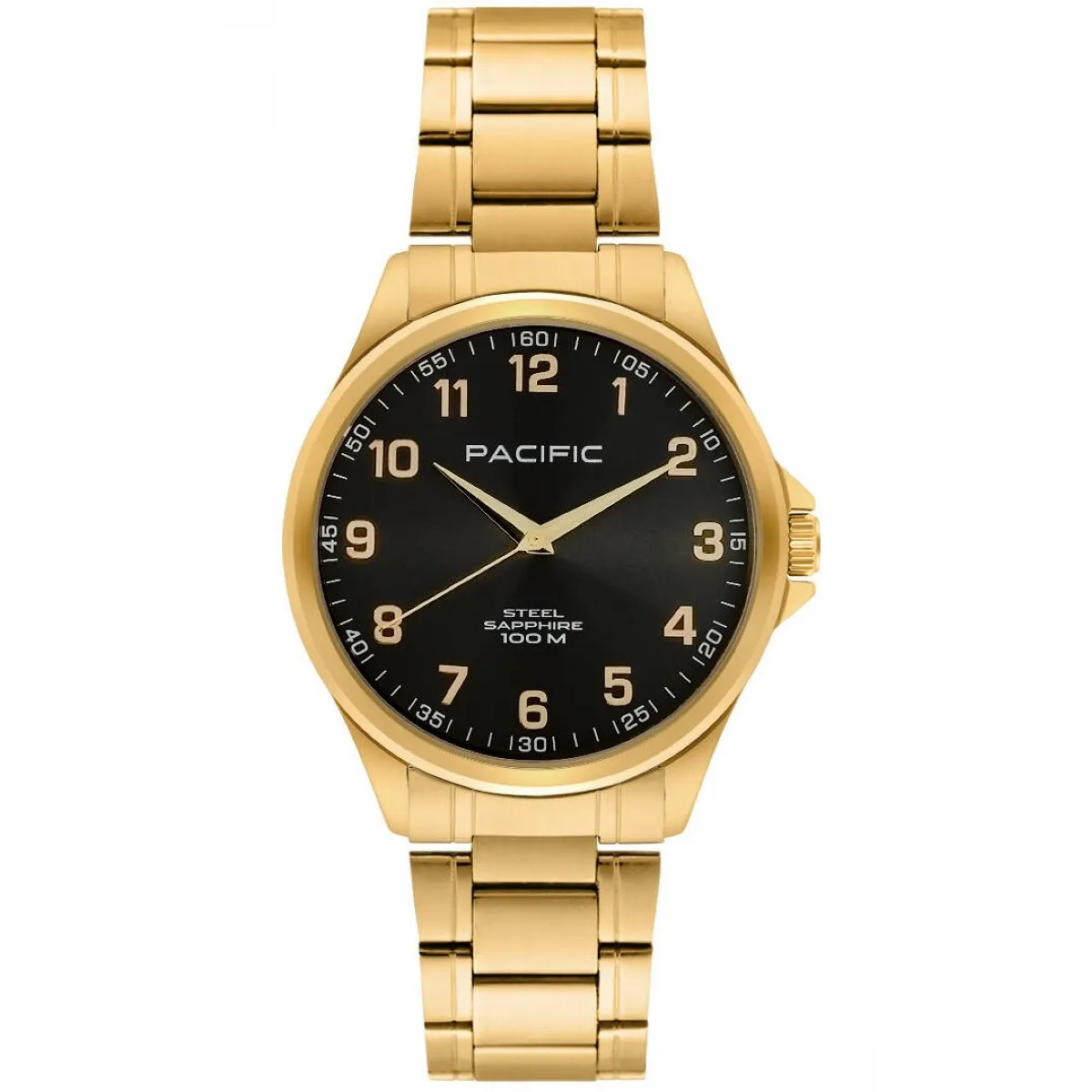 Złoty męski zegarek na bransolecie PACIFIC SSMB-1102-06