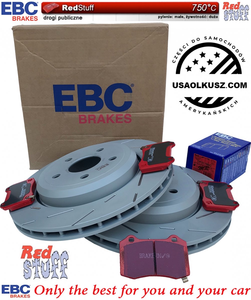 Tylne CERAMICZNE klocki RedStuff + NACINANE tarcze hamulcowe EBC seria USR Jeep Grand Cherokee SRT / Trackhawk