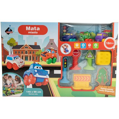 Zestaw pojazdów ASKATO Miasto z miękkimi pojazdami + mata ulica 126241